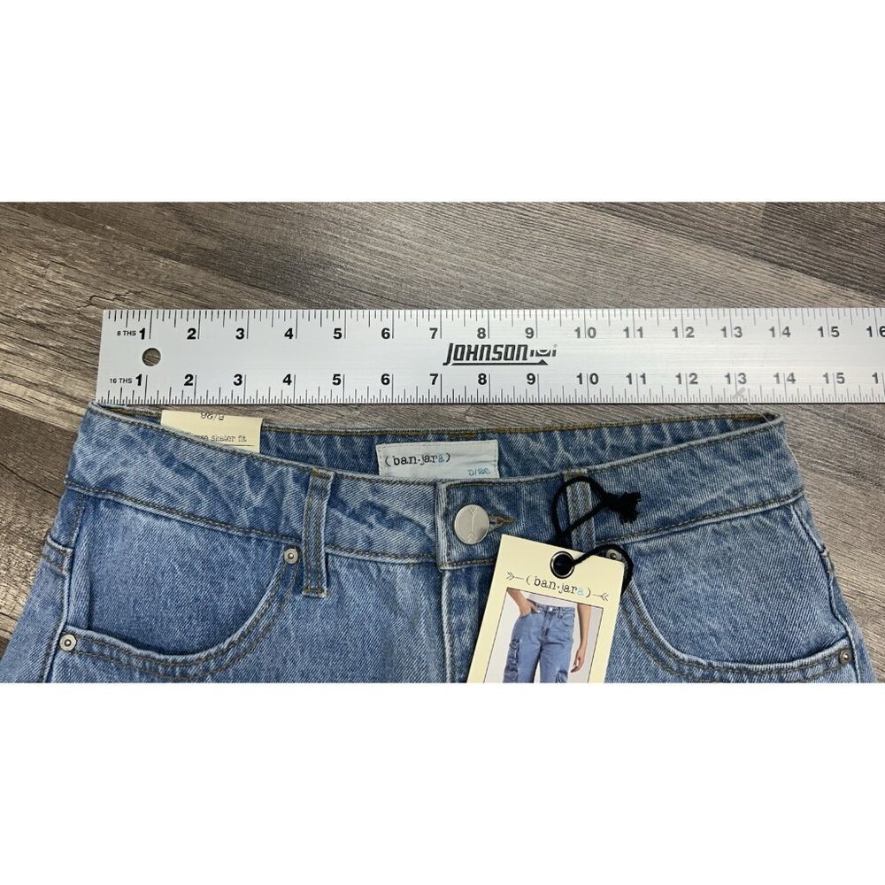 Ban jara High Rise Skater Wide-Leg Cargo Jeans 5/26 Boho Hippie Y2K Grunge Punk - Picture 6 of 8